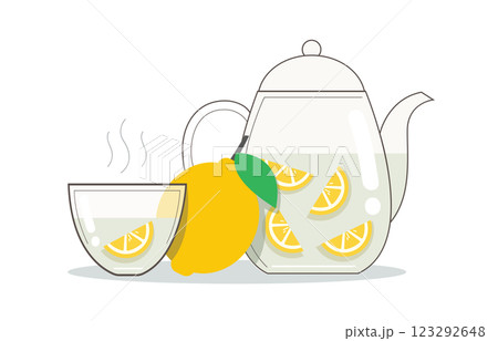 Hot Lemon Tea with Fresh Lemon vector illustration Hot Lemon Tea with Fresh Lemon vector illustration 123292648
