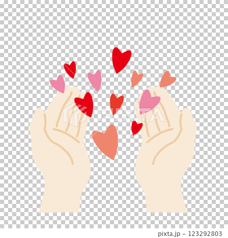 Palm and many hearts Palm and many hearts 123292803