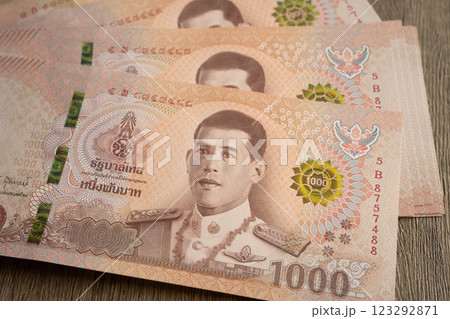 Thai baht banknote money, investment economy, accounting business and banking. 123292871