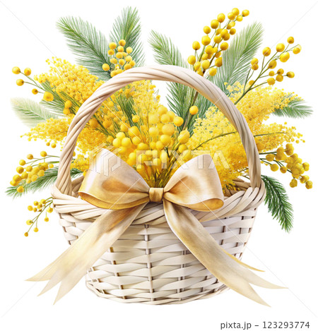 Bow Tie Basket Mimosa clipart watercolor  123293774