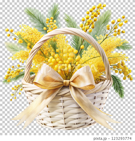 Bow Tie Basket Mimosa clipart watercolor  123293774