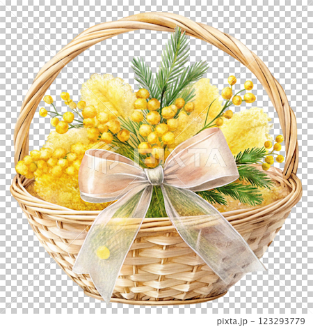 Bow Tie Basket Mimosa clipart watercolor  123293779