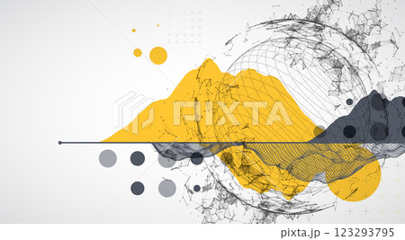 Abstract image of a wireframe sphere with a plexus effect. Science and technology creative theme. Vector. 123293795