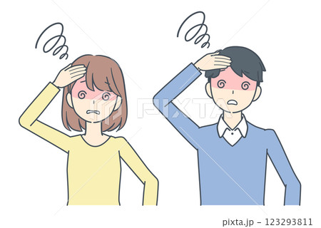 混乱し目が回る男性と女性 123293811