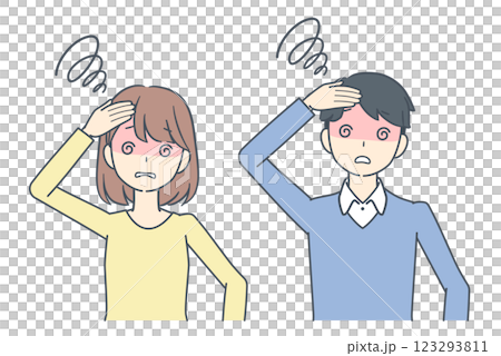 混乱し目が回る男性と女性 123293811