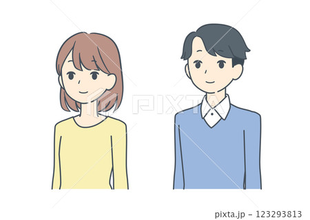 カジュアルな服装の男性と女性 斜め 123293813