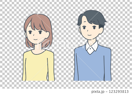 カジュアルな服装の男性と女性 斜め 123293813