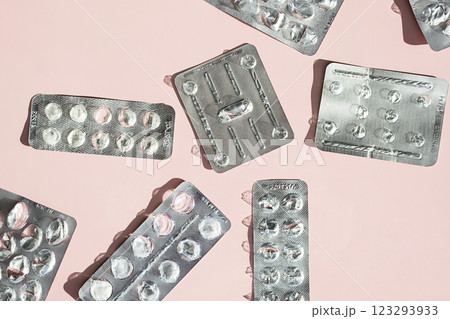 Empty Pharmaceutical Pills Blister Packages. Empty Pharmaceutical Pills Blister Packages. 123293933