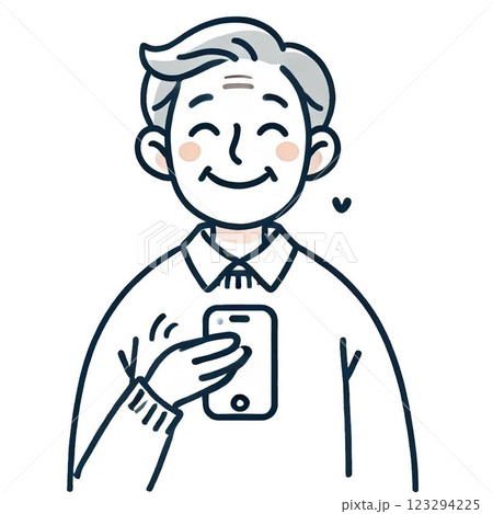 スマホを操作するシニア男性 123294225