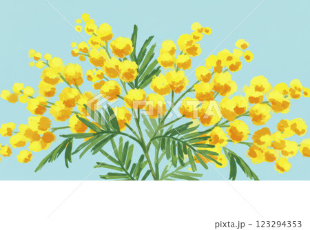 水彩風、可愛いミモザの背景イラスト（AI生成画像） 123294353