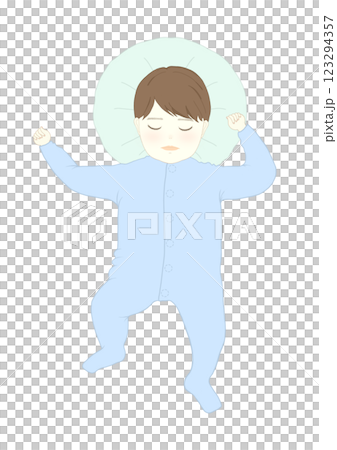 Baby sleeping on his back Baby sleeping on his back 123294357