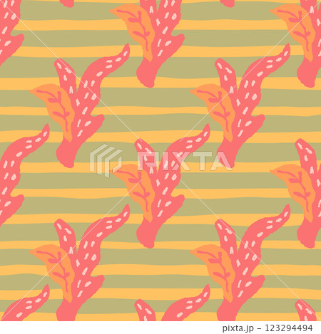 Abstract coral pattern seaweed texture in warm tones marine inspired repeating design 123294494