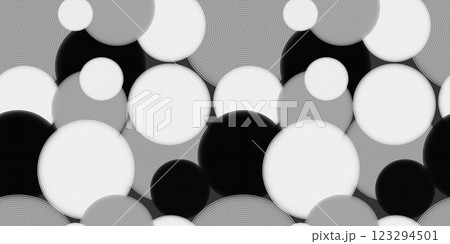 Abstract black and white overlapping circles pattern with optical illusions 123294501
