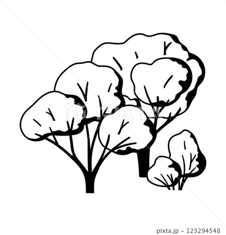 Illustration trees with leaves. Natural summer...のイラスト素材 [123294548 ...