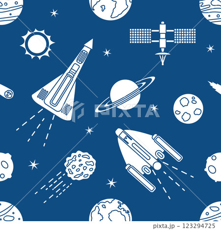 Space Pattern Telescope Planets Shuttle Galaxy 123294725