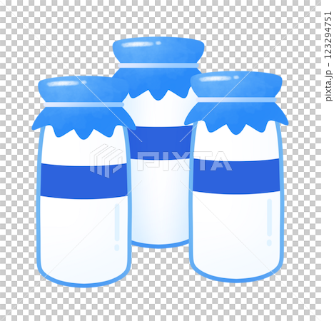 一組三個牛奶瓶的插圖 123294751