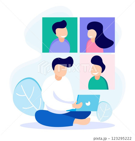 Illustration vector graphic cartoon character of webinar 123295222