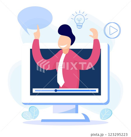 Illustration vector graphic cartoon character of webinar Illustration vector graphic cartoon character of webinar 123295223