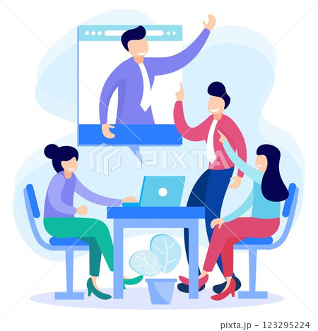 Illustration vector graphic cartoon character of webinar Illustration vector graphic cartoon character of webinar 123295224