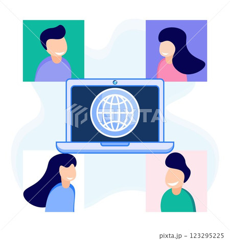Illustration vector graphic cartoon character of webinar Illustration vector graphic cartoon character of webinar 123295225