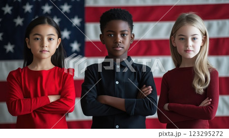 Confident children standing with arms crossed 123295272