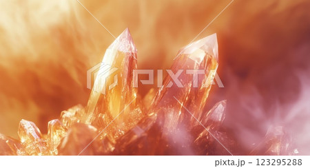 Glowing orange crystals with sharp edges Glowing orange crystals with sharp edges 123295288