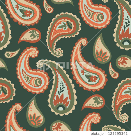 Abstract seamless paisley pattern with ornaments 123295341
