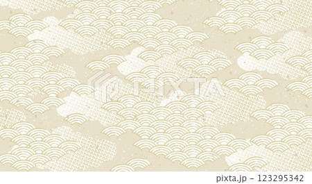 海　波のある和風背景イラスト 123295342