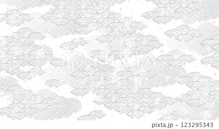 海　波のある和風背景イラスト 123295343