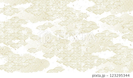 海　波のある和風背景イラスト 123295344