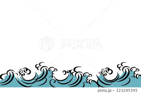 海のある景色 波背景イラスト 海のある景色 波背景イラスト 123295345