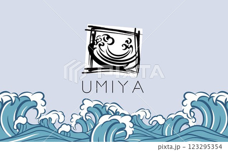 海のある景色　おしゃれな波背景イラスト 123295354