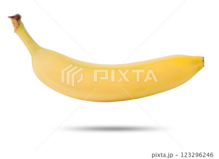 Fresh yellow banana on a white isolated background. Healthy food and vegetarianism. 123296246