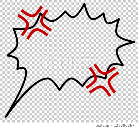 漫画などで怒りや激怒している言葉を記入する吹き出しのイラスト 123296267