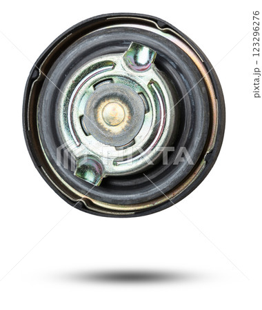 Plastic fuel filler tank cap on white isolated background. Oil and gas industry. Auto parts catalog. Plastic fuel filler tank cap on white isolated background. Oil and gas industry. Auto parts catalog. 123296276