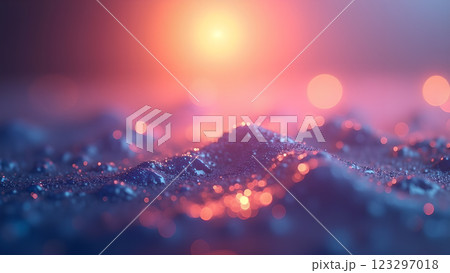 Abstract image featuring pastel pink and blue fluids blending smoothly. A dreamy and soft texture creating a gentle gradient with a bokeh effect. 123297018