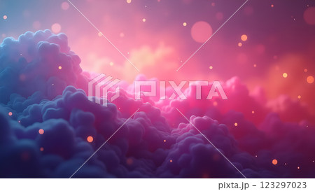 Abstract image featuring pastel pink and blue fluids blending smoothly. A dreamy and soft texture creating a gentle gradient with a bokeh effect. 123297023
