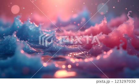 Abstract image featuring pastel pink and blue fluids blending smoothly. A dreamy and soft texture creating a gentle gradient with a bokeh effect. Abstract image featuring pastel pink and blue fluids blending smoothly. A dreamy and soft texture creating a gentle gradient with a bokeh effect. 123297030