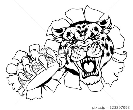 Jaguar Leopard Cheetah Panther Hockey Team Mascot Jaguar Leopard Cheetah Panther Hockey Team Mascot 123297098