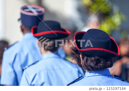 Gendarmes parading during Bastille Day Gendarmes parading during Bastille Day 123297184