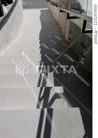 Modern staircase with handrails Modern staircase with handrails 123297689