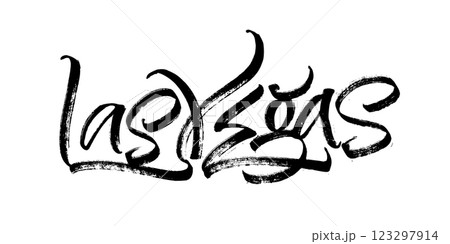 Las Vegas. Modern Calligraphy Hand Lettering for Serigraphy Print 123297914