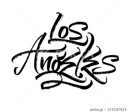 Los Angeles. Modern Calligraphy Hand Lettering for Serigraphy Print Los Angeles. Modern Calligraphy Hand Lettering for Serigraphy Print 123297915