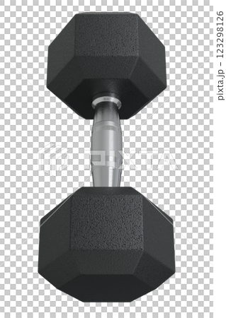 Blank Hex Dumbbell, weightlifting gym equipment, side view. Png clipart isolated on transparent background 123298126