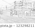 豊橋鉄道市内線の駅　線画 123298211