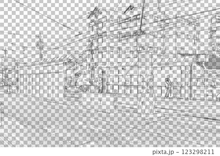 豊橋鉄道市内線の駅 線画 豊橋鉄道市内線の駅 線画 123298211