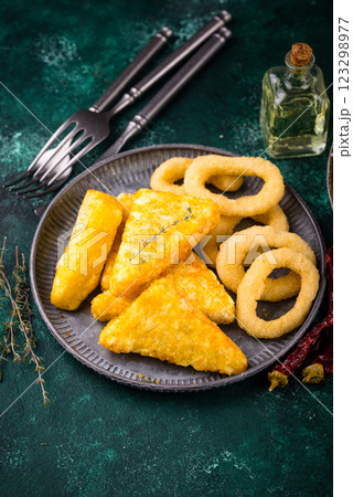 Frozen food assortment. Potato hashbrowns and french fries Frozen food assortment. Potato hashbrowns and french fries 123298977
