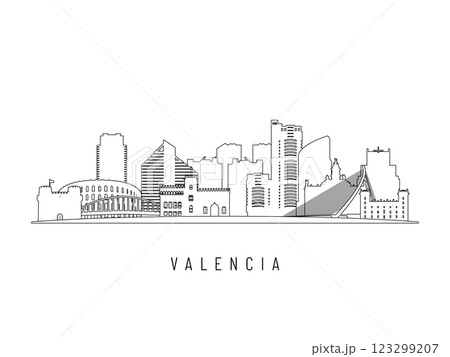 Detailed Valencia skyline vector illustration. Detailed Valencia skyline vector illustration. 123299207