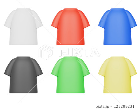 3DレンダリングのカラフルなTシャツのセット 123299231