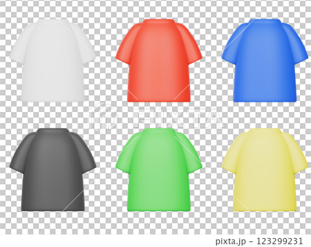 3DレンダリングのカラフルなTシャツのセット 123299231